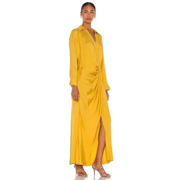 L'Academie The Gigi Maxi Dress in Mustard Yellow - Picture 2 of 14